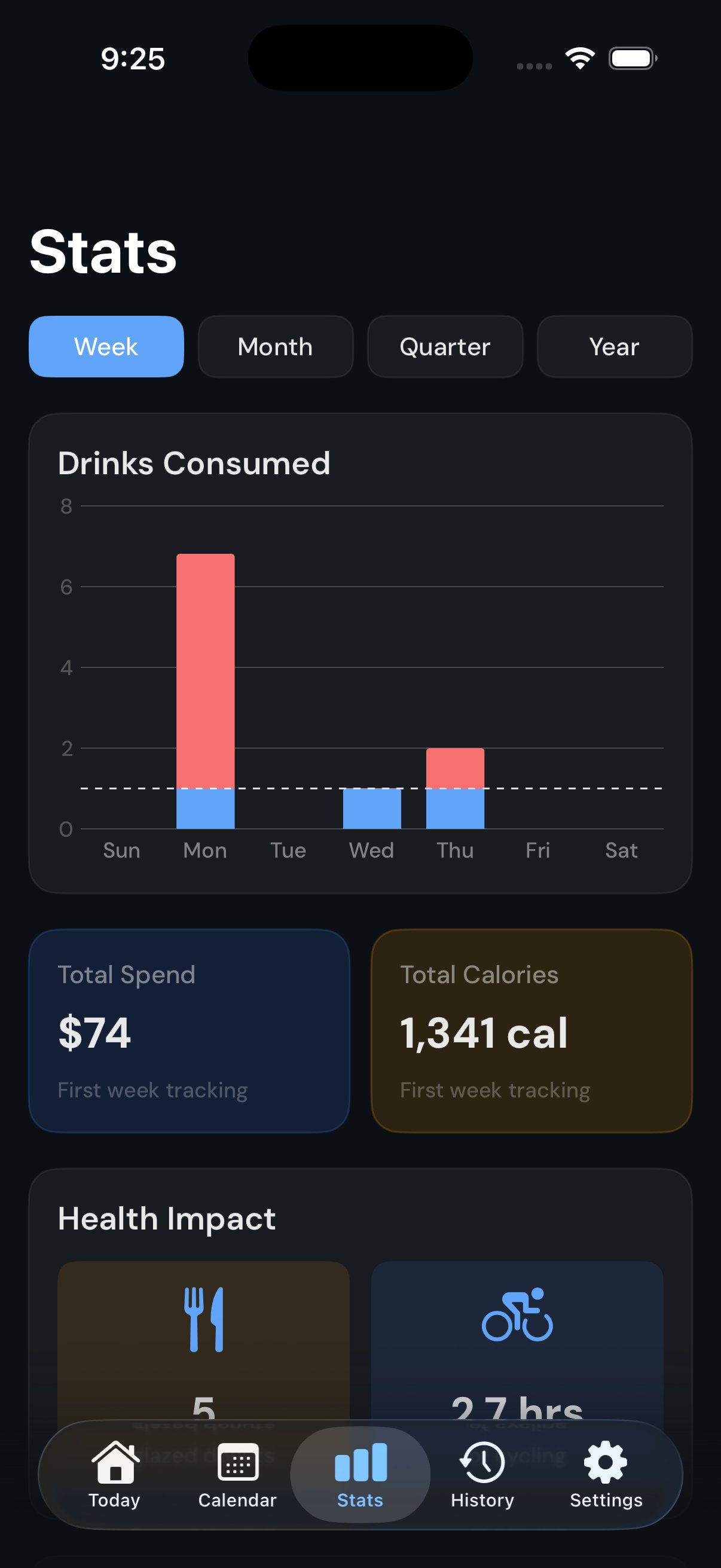 Stats screen dark mode